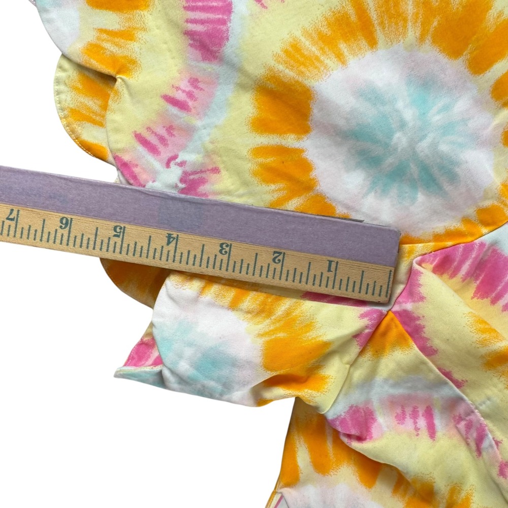 Crown & Ivy Shelby Scallop Tie Dye Shorts‎ Pink Orange Yellow Womens 8 NEW - Picture 2 of 6
